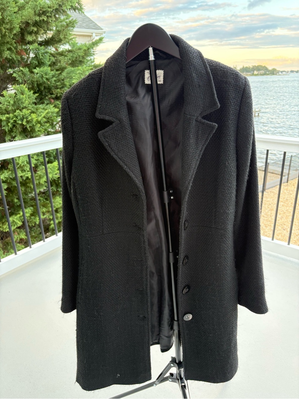 Old Navy Black Women's Textured Pea Coat